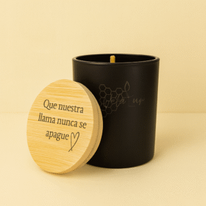 Vela vaso negro con tapa personalizable