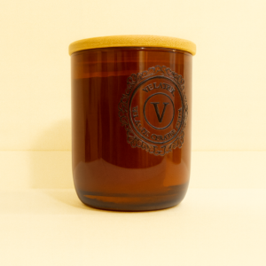 Vela aroma cera vaso ámbar